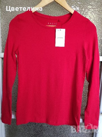 Дамска червена памучна блуза на GATE с дълъг ръкав размер  S/34 цена  9 лв.
