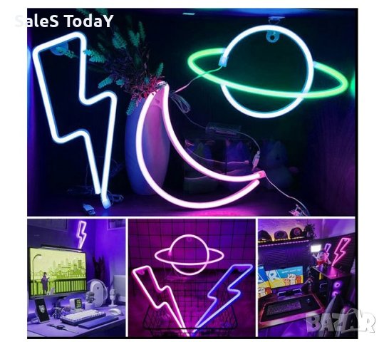 Лампа за стена LED, Neon, USB, 11.5x28cm, снимка 2 - Лед осветление - 42625972