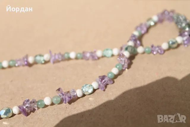 Дамско колие с аметист,планински кристал и ахат, снимка 11 - Колиета, медальони, синджири - 49862160