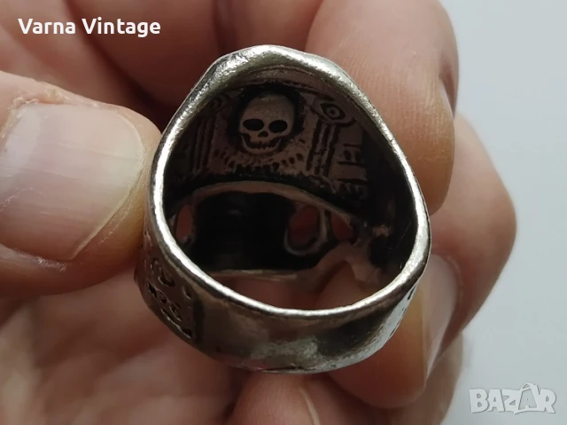 Брутален масивен мъжки пръстен с масонски череп., снимка 9 - Пръстени - 51416056