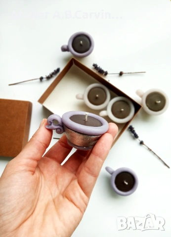 Ароматни чаени свещички чашки с кафе 6 бр, подарък за гости, снимка 2 - Декорация за дома - 53619585