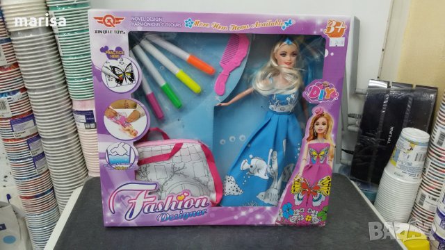 Комплект с кукла и чанта за оцветяване, с вълшебни маркери 5 броя, в кутия -6618, снимка 2 - Кукли - 34788384