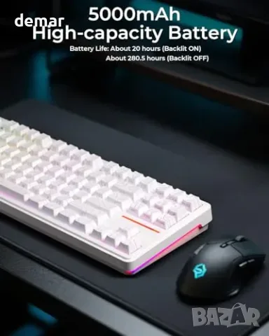 VidaTeco K87 безжична механична геймърска клавиатура с RGB, снимка 4 - Клавиатури и мишки - 55776010