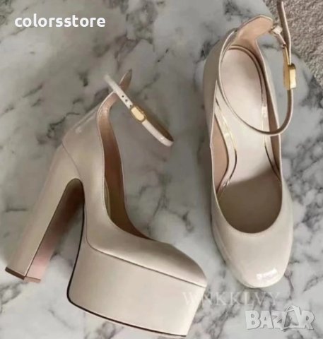 Обувки на ток - бежов лак - VT1