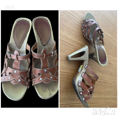 Обувки естествена кожа- черни 40 и сабо 41, снимка 2 - Дамски обувки на ток - 50231530