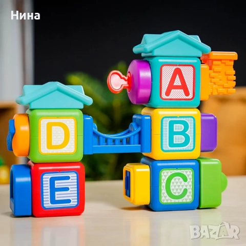 Активна играчка Baby Einstein - Кубчета, Bridge & Learn, 15 части, снимка 9 - Образователни игри - 52214322