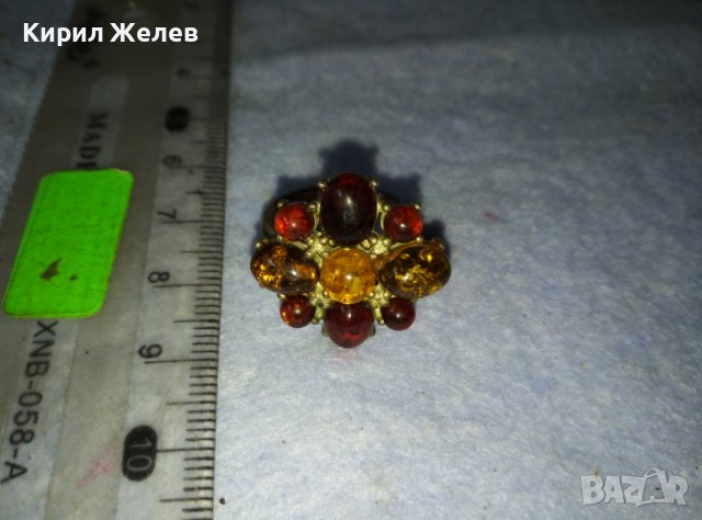 ПРЕКРАСЕН СТАР КЕХЛИБАРЕН МЕДЕН СКЪПОЦЕНЕН РЕТРО ПРЪСТЕН 27576, снимка 8 - Антикварни и старинни предмети - 42116400