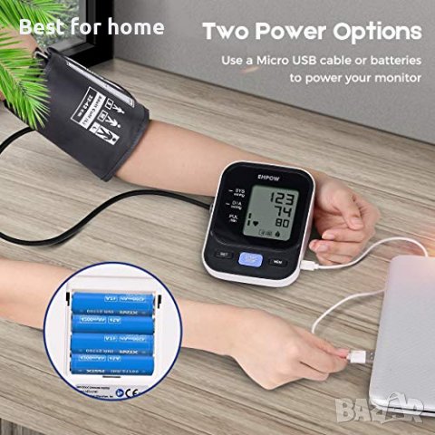 Цифров апарат за кръвно налягане, мониторинг на пулса, 22-42 см регулируем маншет, за 2 потребителя, снимка 5 - Други - 40098148