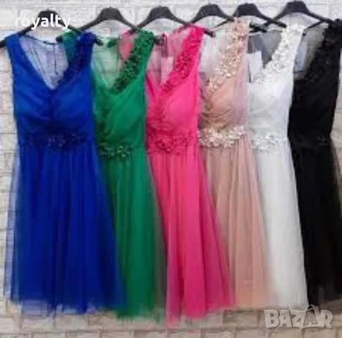 Дамска бяла официална рокля от тюл и цветчета, снимка 2 - Рокли - 50103911