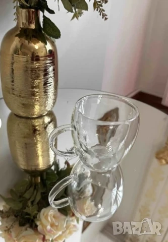 Стъклена чаша за кафе с двойно дъно 200ml, снимка 2 - Чаши - 50757282