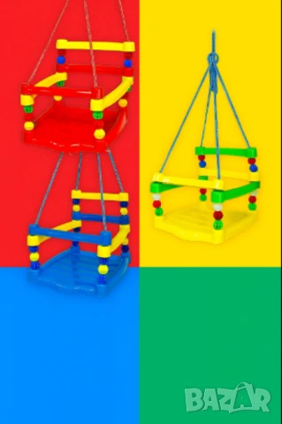 Детска Люлка с въже, Висяща за окачване, Дървена с халки, 30 х 30 х 25 cm, До 40 кг, 3+ години, снимка 3 - Детски люлки - 50793674