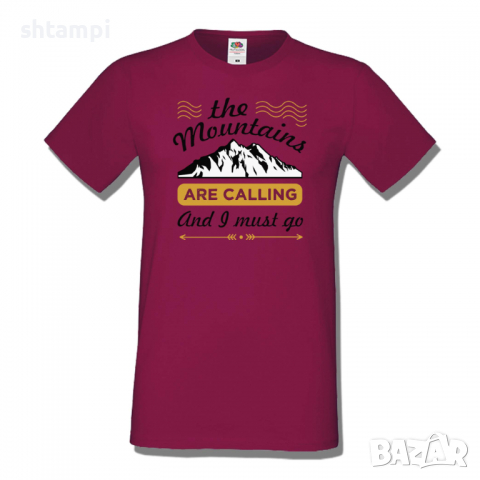 Мъжка тениска The Mountains Are Calling And I Must Go,Къмпинг,Планина,Изненада,Подарък,Поход,Връх, снимка 5 - Тениски - 36355036