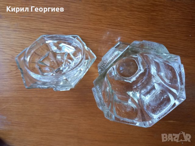 Стъклена захарница-бонбониера с капак, снимка 3 - Кутии за храна - 40166193