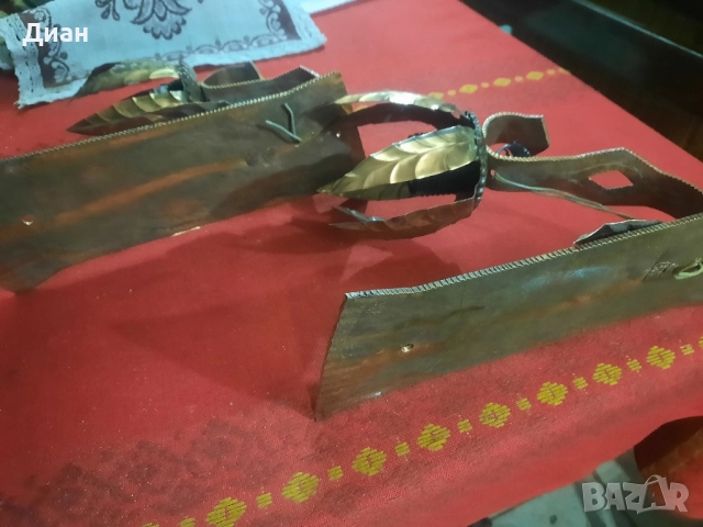 Медни ръчно ковани аплици за стена, снимка 6 - Антикварни и старинни предмети - 52226836