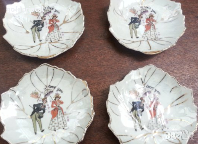 Ретро чинийки фин порцелан с позлата , снимка 7 - Антикварни и старинни предмети - 17304483