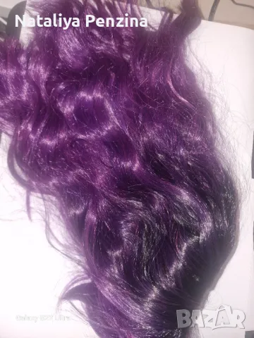 Лилава вълниста перука с бритон, снимка 7 - Аксесоари за коса - 48828728