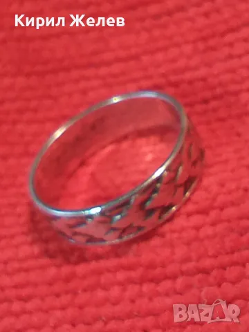 СТАР СТИЛНО РЕТРО АРТ РЪЧНО ОРНАМЕНТИРАН СРЕБЪРЕН ПРЪСТЕН Тип ХАЛКА СРЕБРО ВИСОКА ПРОБА 49725, снимка 12 - Антикварни и старинни предмети - 49682914