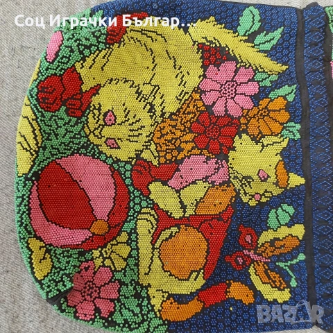 Стара Соц Голяма Детска Манистена Торба с Котета, снимка 2 - Колекции - 53808448