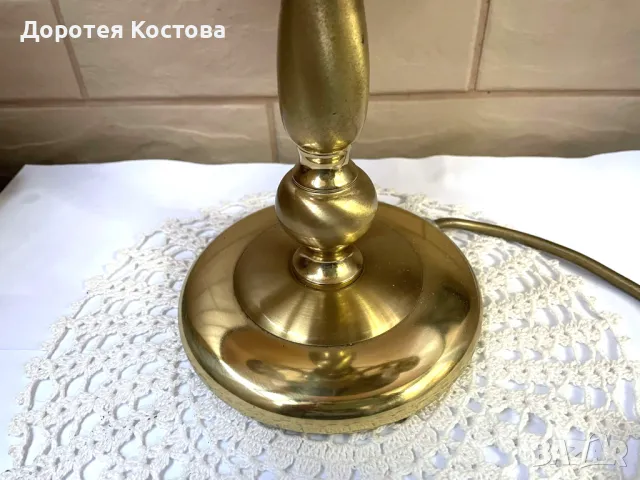 Красива двойна месингова лампа от Англия, снимка 7 - Антикварни и старинни предмети - 49104053