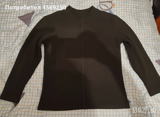 Мъжка черна блуза с дълъг ръкав и декоративен шев – Размер М