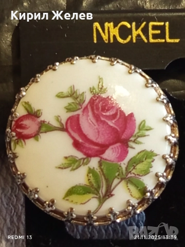 ВИНТИДЖ ПОРЦЕЛАНОВИ ОБЕЦИ с КЛИПС с ДИЗАЙН на РОЗИ 41012, снимка 2 - Обеци - 52492377