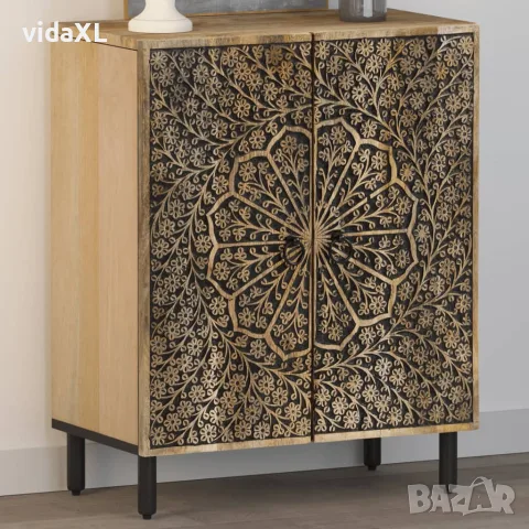 vidaXL Страничен шкаф 60x33x75 см манго масивно дърво, снимка 2 - Бюфети - 56147312