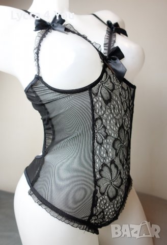Еротично черно боди с отворен бюст и дъно прашка S/M размер, снимка 8 - Бельо - 39843002