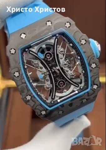 Мъжки луксозен часовник Richard Mille RM 53-01 Blue Rubber Strap Super High Quality , снимка 11 - Мъжки - 41568105