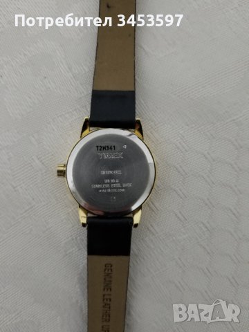 Нов часовник дамски Timex Indiglo T2H341 кварц,  златисто покритие, черна каишка, снимка 2 - Дамски - 38640590