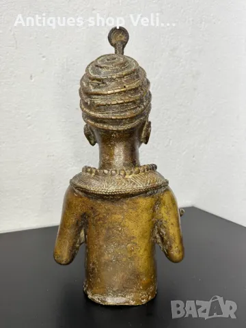 Африканска бронзова скулптура-Бенин №6686 , снимка 6 - Антикварни и старинни предмети - 49675434