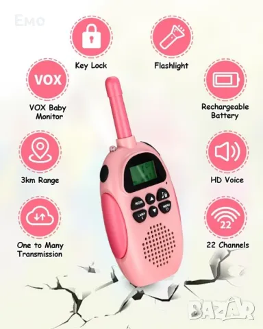 Комплект 2 броя Уоки-Токи за момичета и момчета - обхват 3 километра , снимка 10 - Други - 48549357