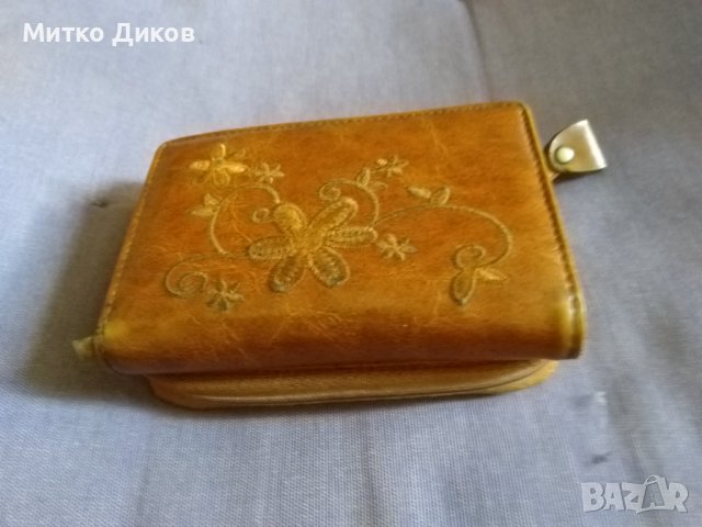 Портмоне с везана рисунка естествена кожа 110х80мм, снимка 2 - Портфейли, портмонета - 39164194