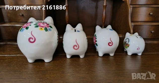 Комплект от четири порцеланови прасенца касички, снимка 5 - Декорация за дома - 52107064