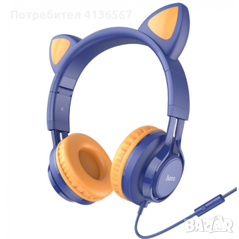 Слушалки Котешко ухо, с микрофон - лилав, снимка 2 - Слушалки и портативни колонки - 52495628