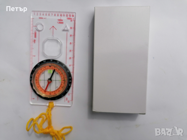 Продавам нов туристически компас тип бусула с лупа и мащабни линийки