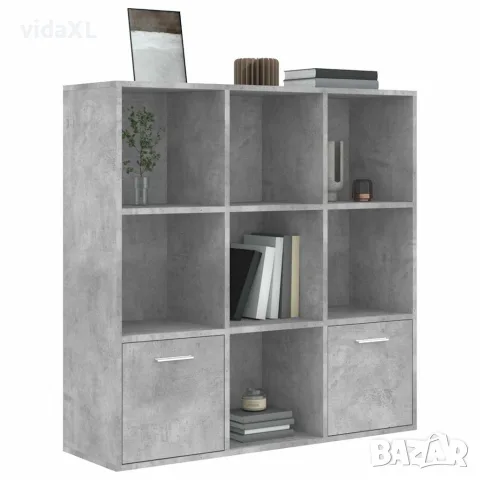 vidaXL Шкаф библиотека, бетонно сива, 98x30x98 см, инженерно дърво, снимка 4 - Етажерки - 56147710