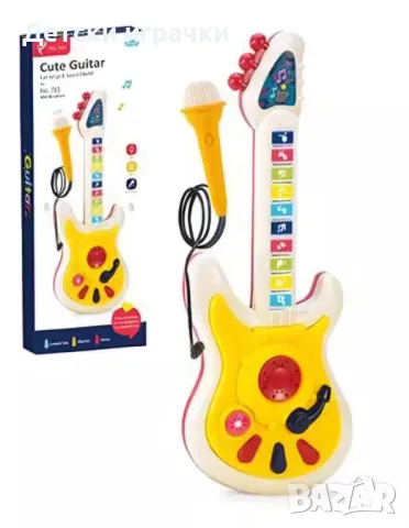 Детска китара с микрофон на батерии, с клавиши, снимка 8 - Музикални играчки - 48647311