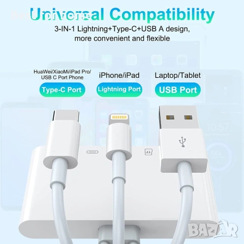 5-в-1 Мултифункционален Адаптер и Четец на Карти – Lightning + USB-C + USB 3.0 за iPhone, Android и , снимка 4 - Друга електроника - 53275605