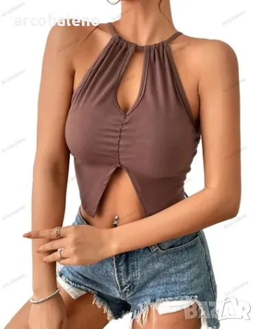 Дамска лятна секси стегната камизолка с деколте , снимка 2 - Потници - 40088065