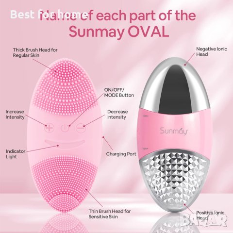 SUNMAY Oval Всичко в едно,звукова четка за почистване на лице,с функция за положителни и отрицателни, снимка 6 - Масажори - 42606098