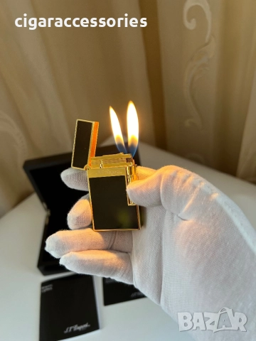 S.T. Dupont Ligne 2 – Black & Gold запалка, 2 пламъка, снимка 2 - Запалки - 52531296