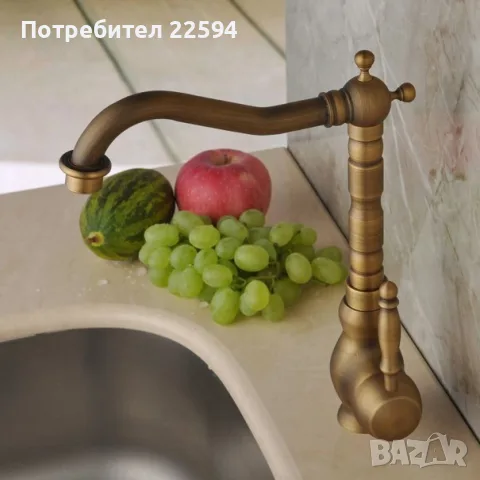 Кухненски смесител в античен стил , уникален дизайн , дълъг и извивен чучур, снимка 4 - Смесители - 55772287