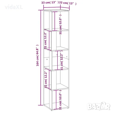 vidaXL Ъглов шкаф, бял, 33x33x164,5 см, инженерно дърво, снимка 8 - Шкафове - 56147850