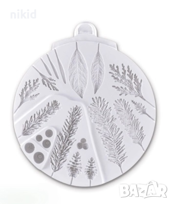 микс борови клони зимни плодове и листа силиконов молд форма фондан украса декор, снимка 4 - Форми - 36333127