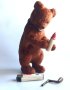 Bear Wind Up Toy Руско механично плюшено мече от 60-те години с бутилка Кафява мечка Работен ключ Иг, снимка 7