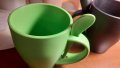 чаша за чай и кафе ЕКО тип МЪГ , кафява и светло зелена с лъжички са 50% бамбук и 50% РР, снимка 2