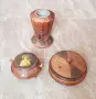 Старинни дървени ваза и две кутии, снимка 1