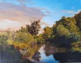 Петър Момчилов Залез край реката 2022г. Майсторски нарисувана картина, снимка 3