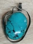 Масивен сребърен медальон с тюркоаз цена под цената за скрап , снимка 4