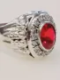 Огромен мъжки сребърен пръстен с рубин и циркони(фараон), снимка 7